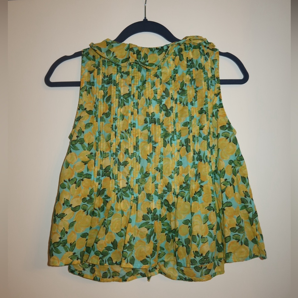 Talbots Yellow Lemon-Print Sleeveless Tank with Green Leaf Motif - Picture 2 of 2